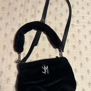 Steve Madden Black Faux Fur Shoulder Bag